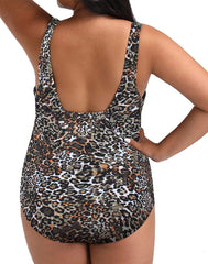 Summervivi - Leopard Print Xtra Life Shock Square Neck One Piece Swimsuit
