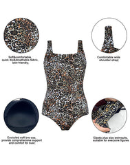 Summervivi - Leopard Print Xtra Life Shock Square Neck One Piece Swimsuit