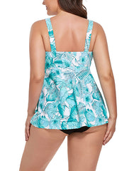 SUMMERVIVI - Tropical Palm V-NECK Flowy Tankini Set