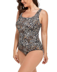 Summervivi - Leopard Print Xtra Life Shock Square Neck One Piece Swimsuit