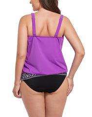 Summervivi - Purple Loop Strap Blouson Tankini Top