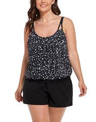 Loop Strap Blouson Tankini Set With Cargo Short