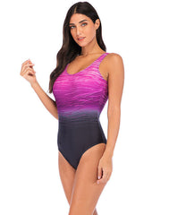 Gradient One Piece Swimsuit Purple Sexy Swimsuit