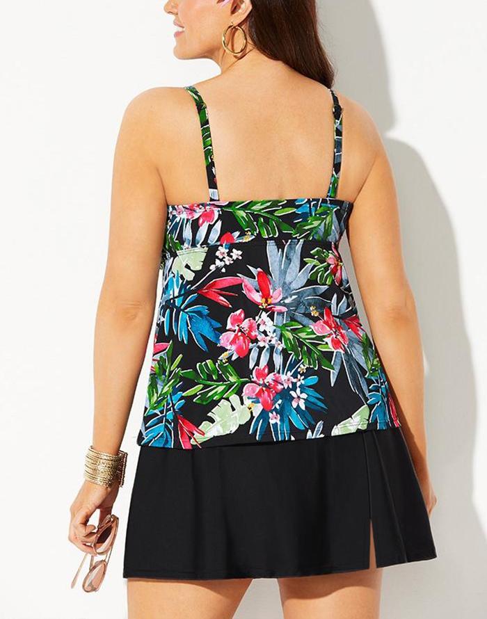 Summervivi - Belize Tie Front Underwire Tankini With Side Slit Swim Skirt
