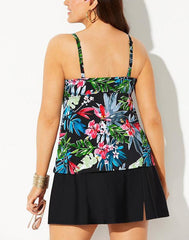 Summervivi - Belize Tie Front Underwire Tankini With Side Slit Swim Skirt