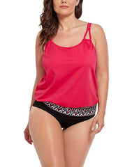 Summervivi - Red Loop Strap Blouson Tankini Top