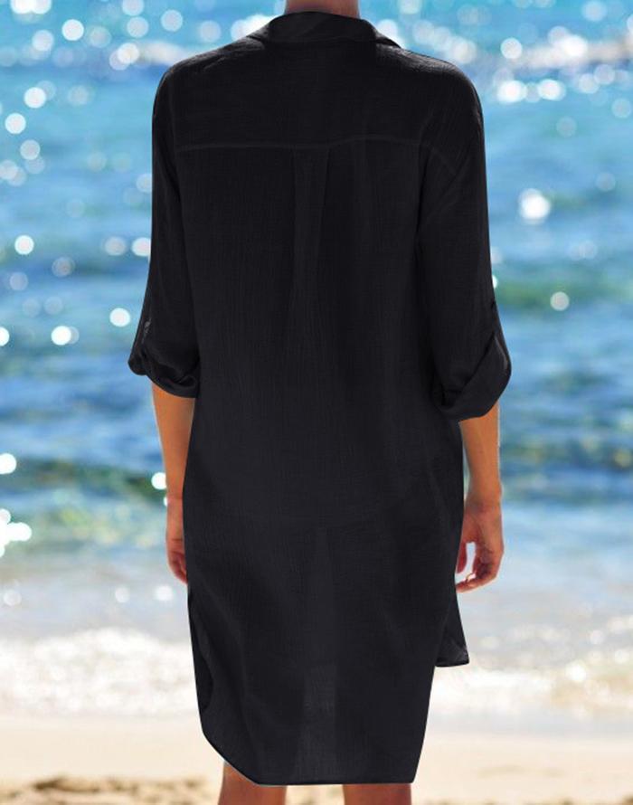 Summervivi - Black Cardigan Swimsuit Cover Up