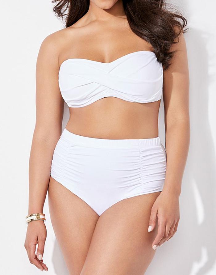 Valentine White Bandeau Bikini with Shirred Brief