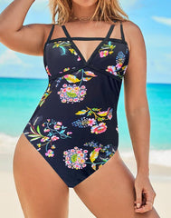 Summervivi - Flower Cut One Piece Swimsuit