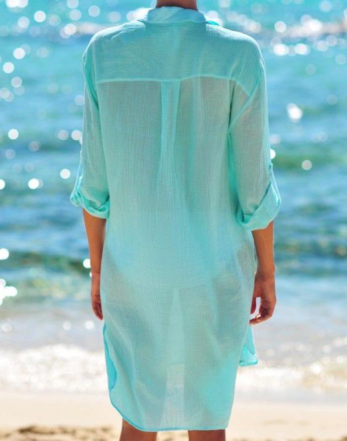 Summervivi - Light Green Cardigan Swimsuit Cover Up