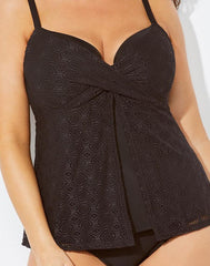 Black Faux Flyaway Underwire Tankini Set