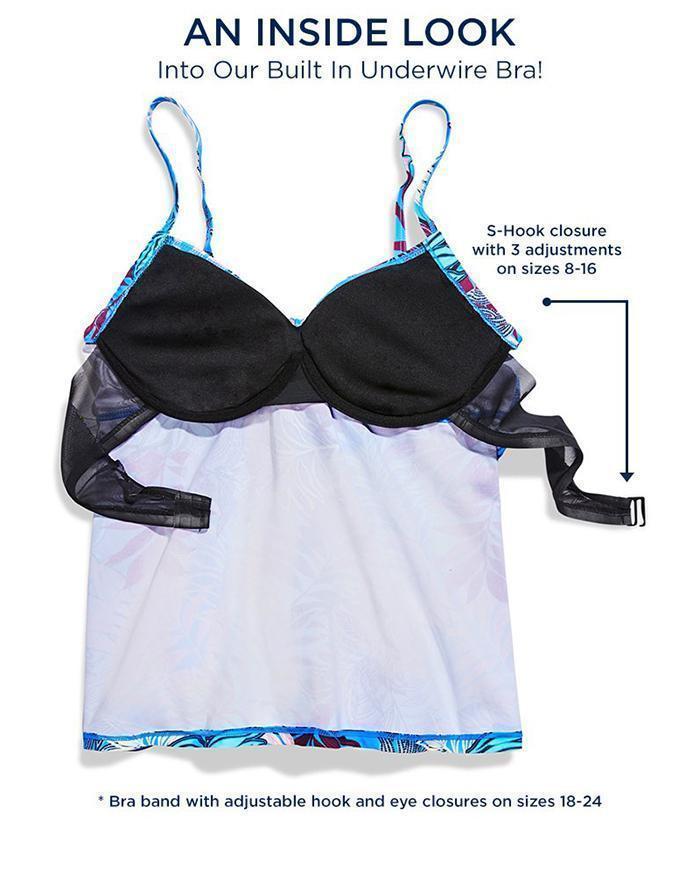 Black Tie Front Underwire Tankini Top