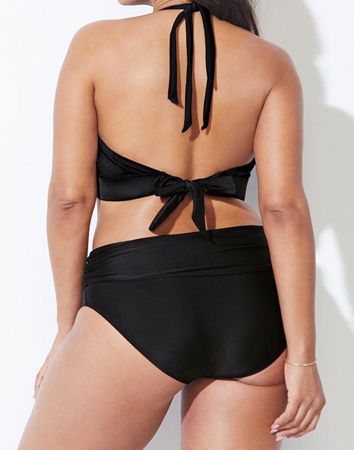 Avenger Black Halter Bikini with Foldover Brief