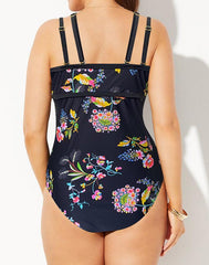 Summervivi - Flower Cut One Piece Swimsuit