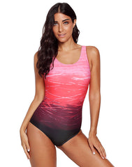 Gradient One Piece Swimsuit Red Sexy Swimsuit