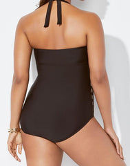 Ashley Graham x Swimsuits For All Boss Black Cut Out Underwire One Piece Swimsuit