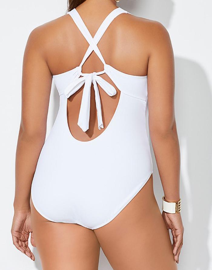 Ashley Graham x Swimsuits For All CEO White Lace Up One Piece Swimsuit