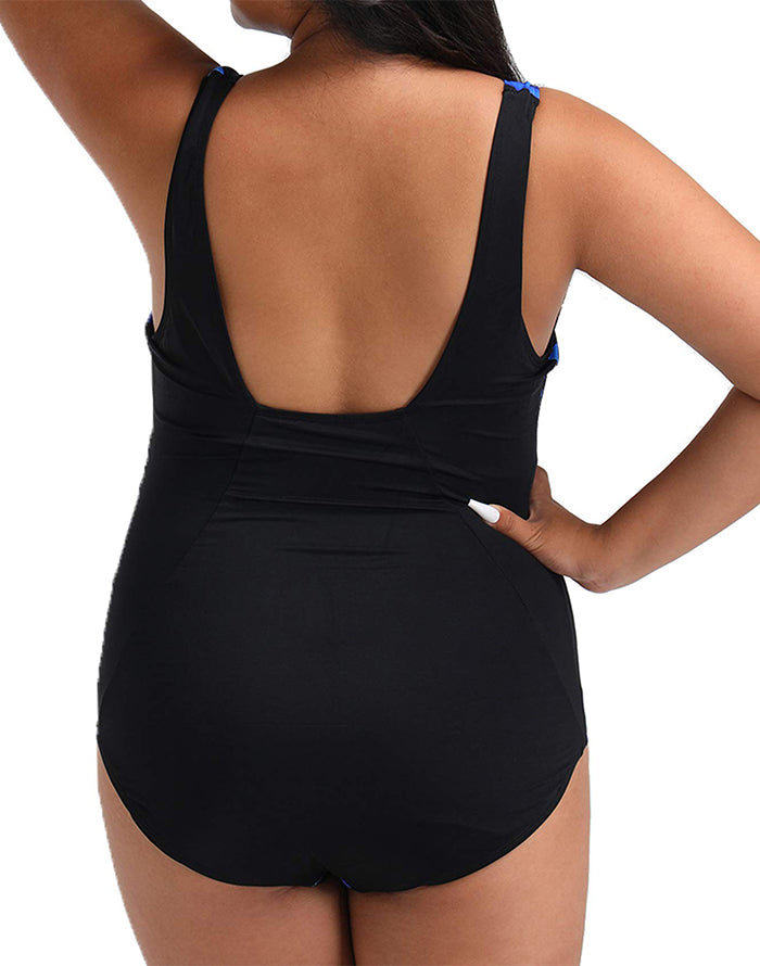 Chlorine Resistant  Xtra Life Shock Square Neck One Piece Swimsuit