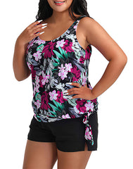 Derby Side Tie Blouson Tankini with Loose Short