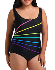 Summervivi - Multi Colorblock Fan Tank Swimsuit