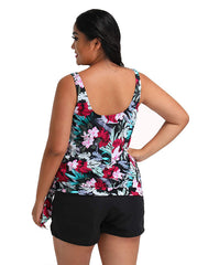 Derby Side Tie Blouson Tankini with Loose Short