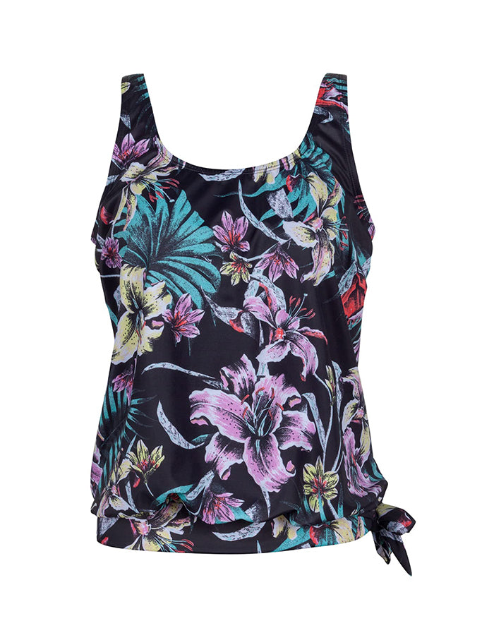 Lilium Side Tie Blouson Tankini Top