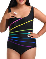 Summervivi - Multi Colorblock Fan Tank Swimsuit