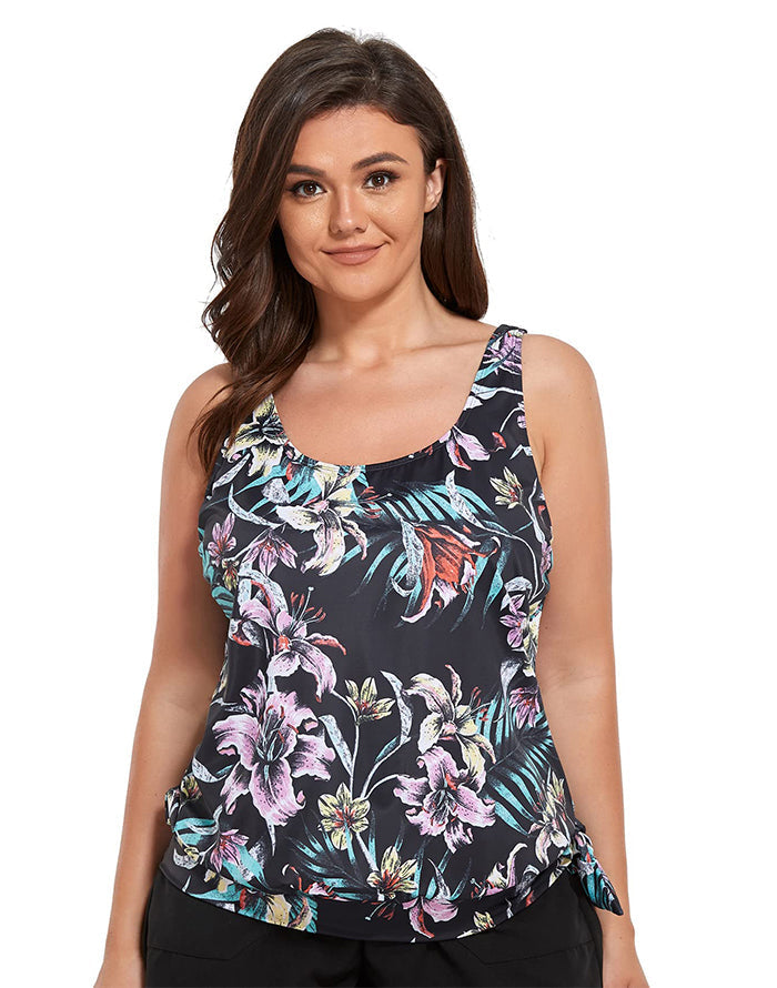 Lilium Side Tie Blouson Tankini Top