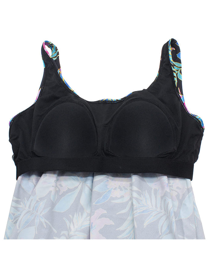 Luau Side Tie Blouson Tankini Top