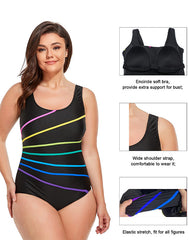 Summervivi - Multi Colorblock Fan Tank Swimsuit