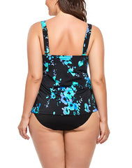 Blue Poppy Flared Tankini Top