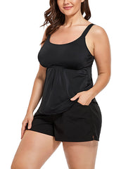 Black Flared Tankini with Cargo Short