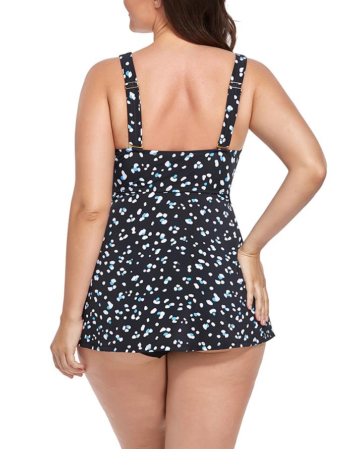 Summervivi - White Dots V-Neck Twist Tankini Top