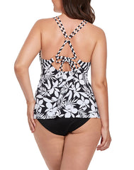 Black Posie Loop Strap Tankini Top