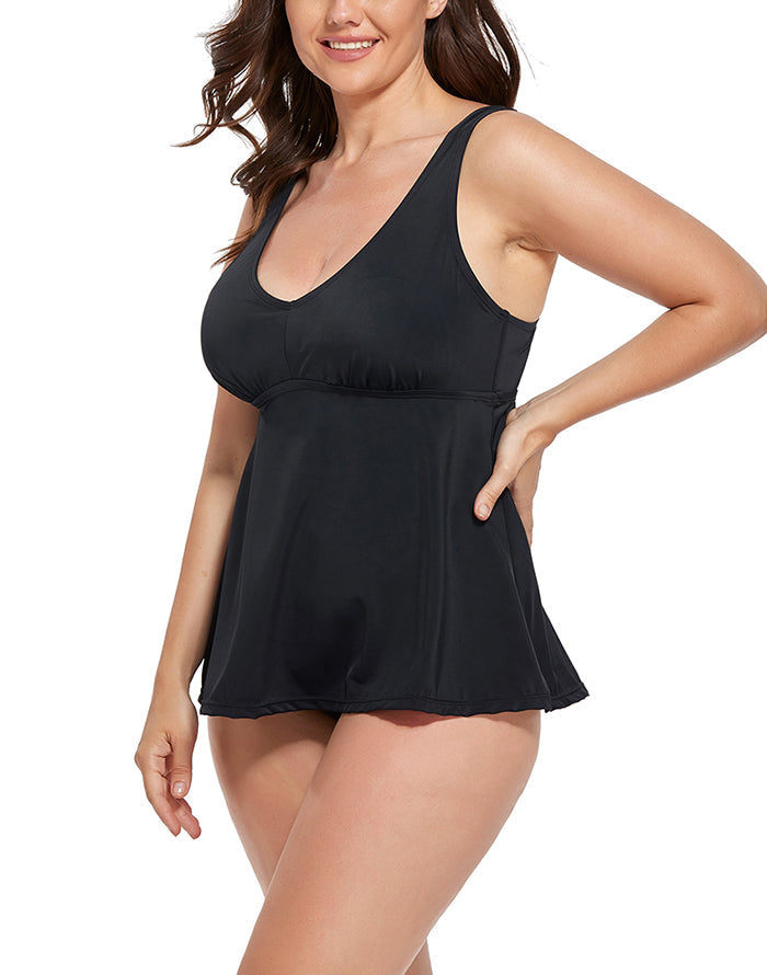 Black Flowy Tankini Set