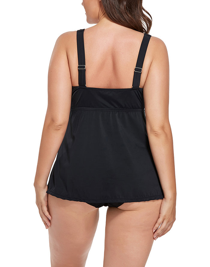 Black Flowy Tankini Set