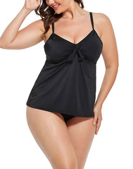 Black Tie Front Underwire Tankini Top