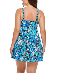 Summervivi Teal Blue Butterfly Two-Piece Swim Dress Set