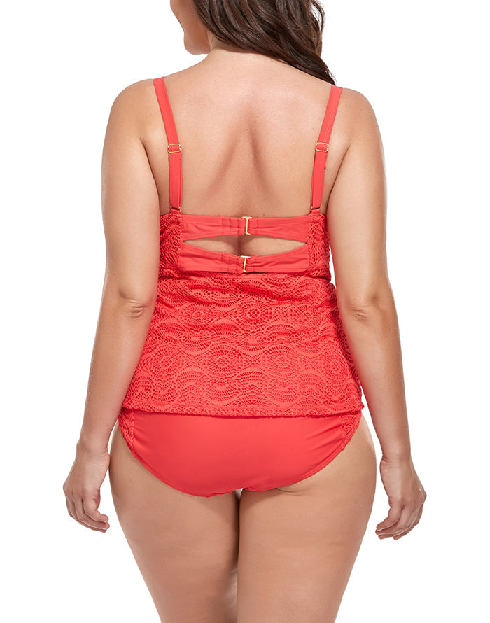 Grenadine Faux Flyaway Underwire Tankini Set