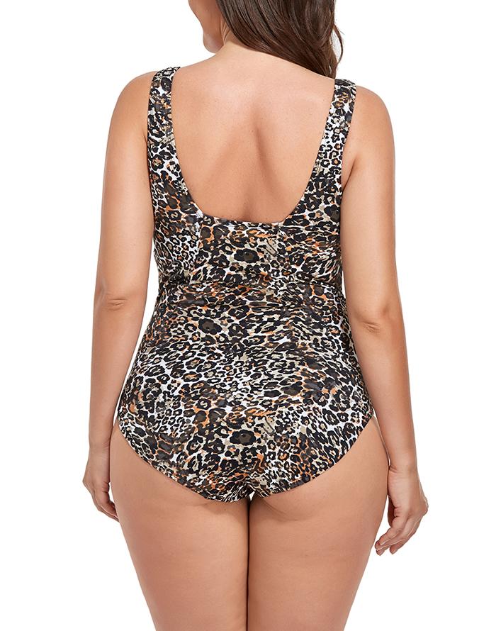 Summervivi  - Leopard Print  Xtra Life Shock Square Neck One Piece Swimsuit