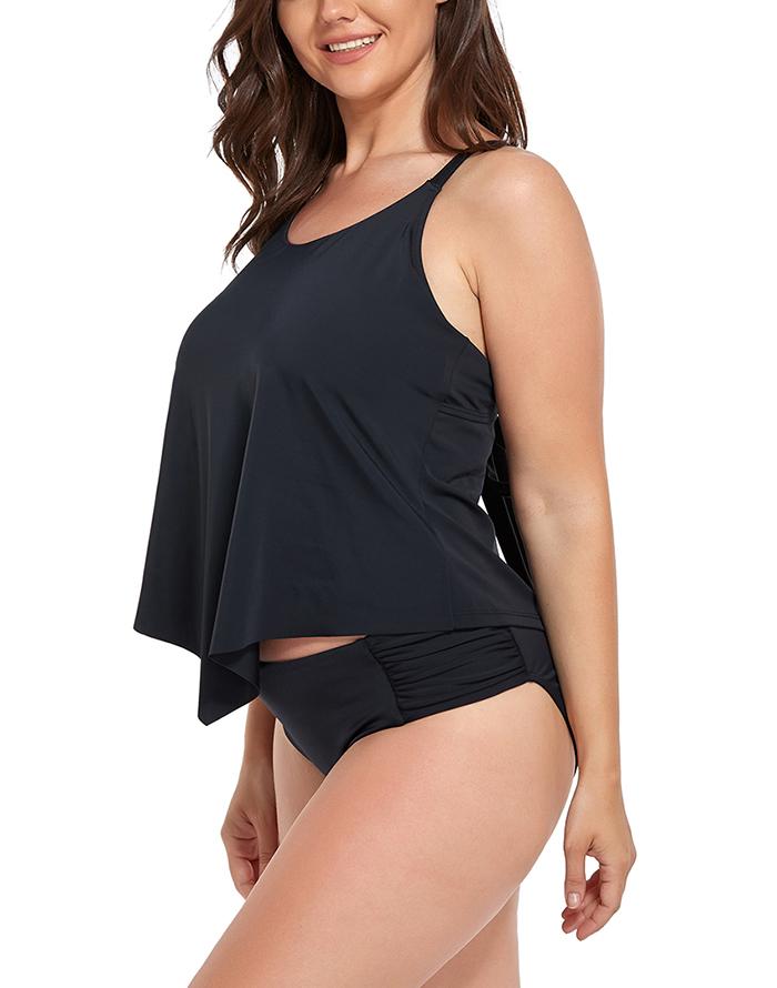 SUMMERVIVI - Black Scarf X-Back Tankini Set