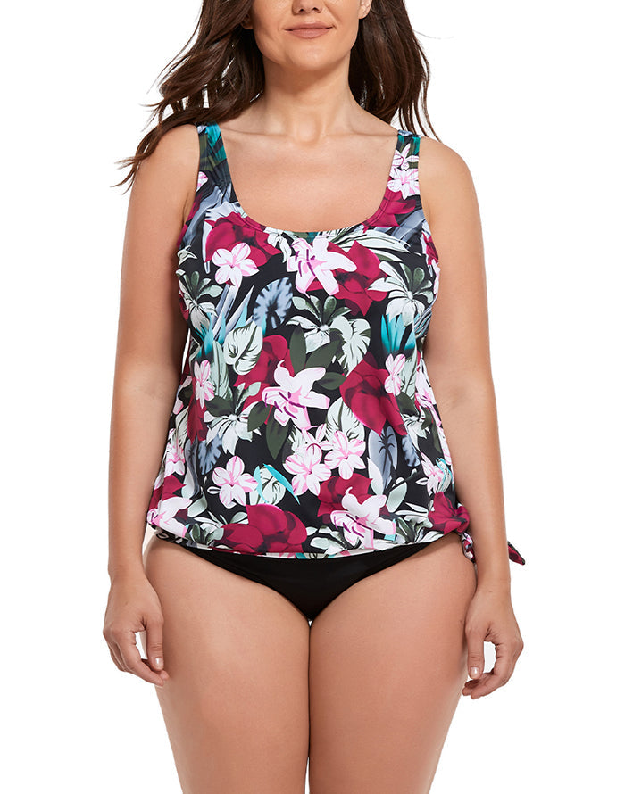 Derby Side Tie Blouson Tankini Set