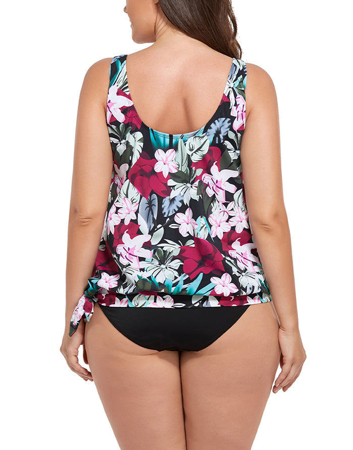 Derby Side Tie Blouson Tankini Set