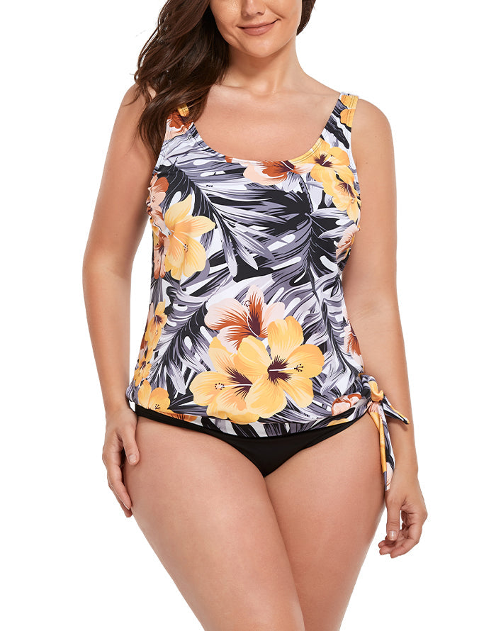 Everlasting Floral Side Tie Blouson Tankini Top