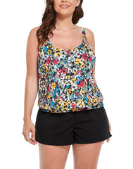 Loop Strap Blouson Tankini with Cargo Short