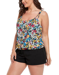 Loop Strap Blouson Tankini with Cargo Short