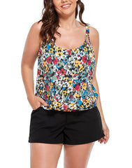 Loop Strap Blouson Tankini with Cargo Short