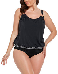 New Black Loop Strap Blouson Tankini Set