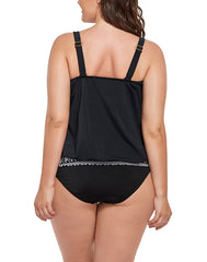 New Black Loop Strap Blouson Tankini Set