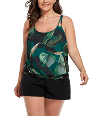 Loop Strap Blouson Tankini with Cargo Short